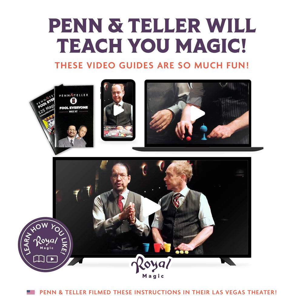 Royal Magic Penn & Teller magic book visuals guiding young learners through tricks