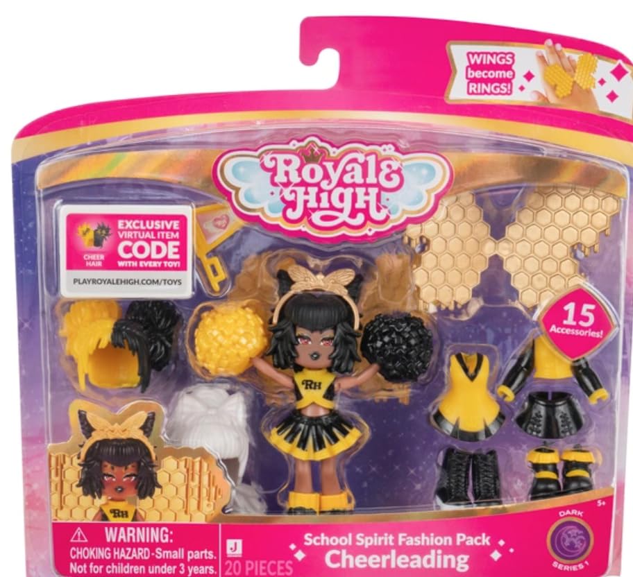 Royale High 3-inch Dark Series doll on display with mix-and-match fashion options