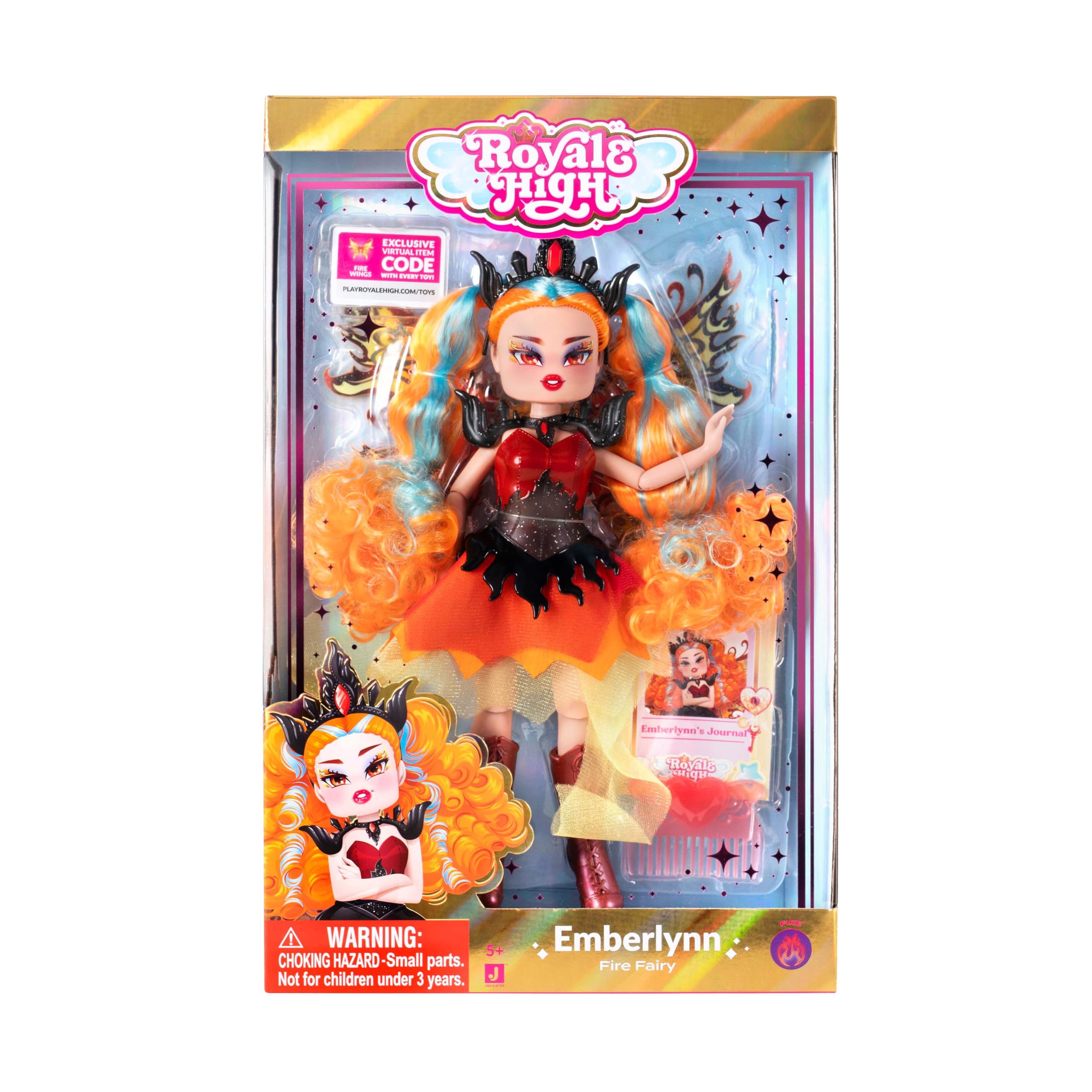 Royale High Emberlynn fairy journal and sparkly comb displayed for creative play