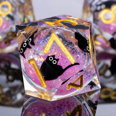 Roycevon cat-theme dice in pink highlight bold, readable numbers from every angle.