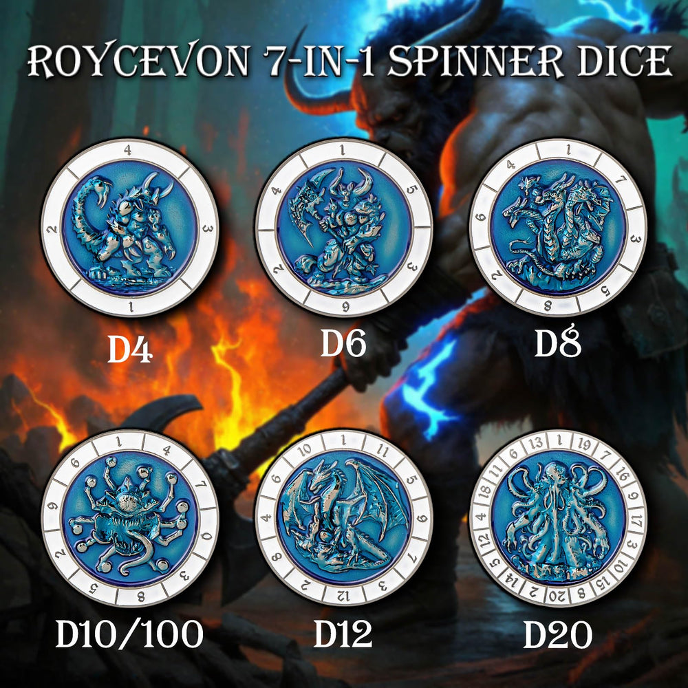 Roycevon DND dice with colored numbers for quick result spotting.
