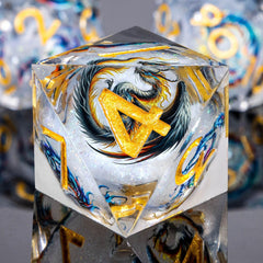 Roycevon DND dice on table with readable numbers for quick stat checks.
