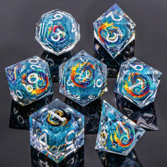 Roycevon Dragon-pattern blue d10 dice ideal for quick combat resolution