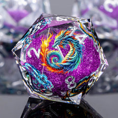 Roycevon dragon-pattern dice set in gift box, premium resin for immersive RPG sessions