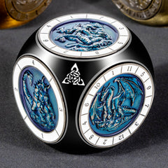 Roycevon metal DND dice set showcasing hand-carved craftsmanship and vivid color-numbering.