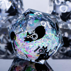 Roycevon resin cat-d20 liquid-core dice, rainbow white, easy-to-read results