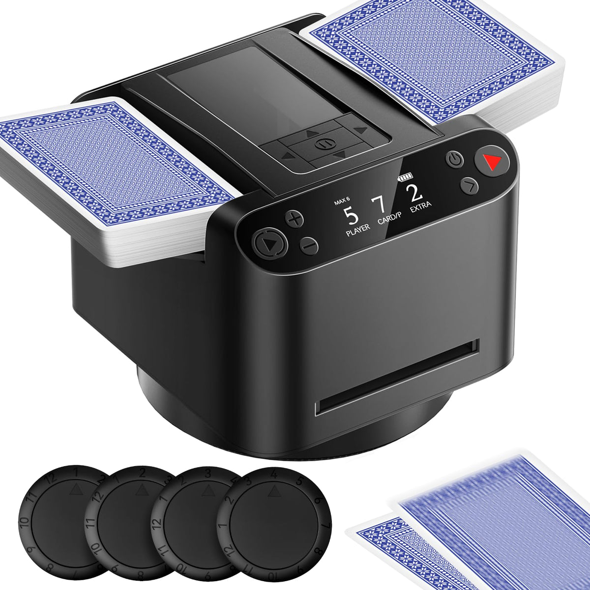 Roypouta Cardflow360 front view showcases compact design for tight game spaces.