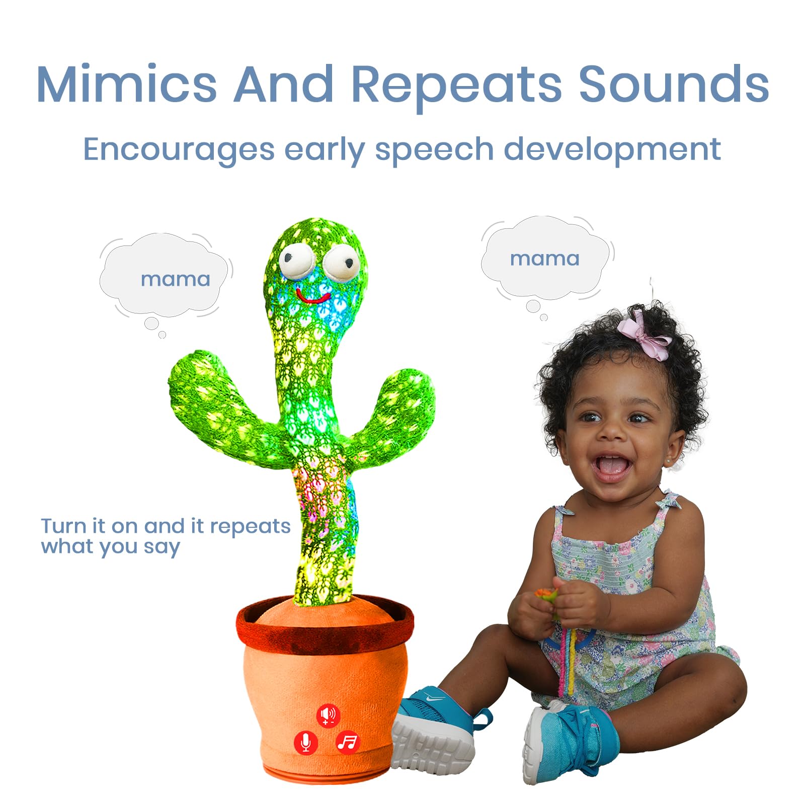ROYPOUTA rechargeable dancing cactus toy dancing-action; encourages movement and joyful interaction.