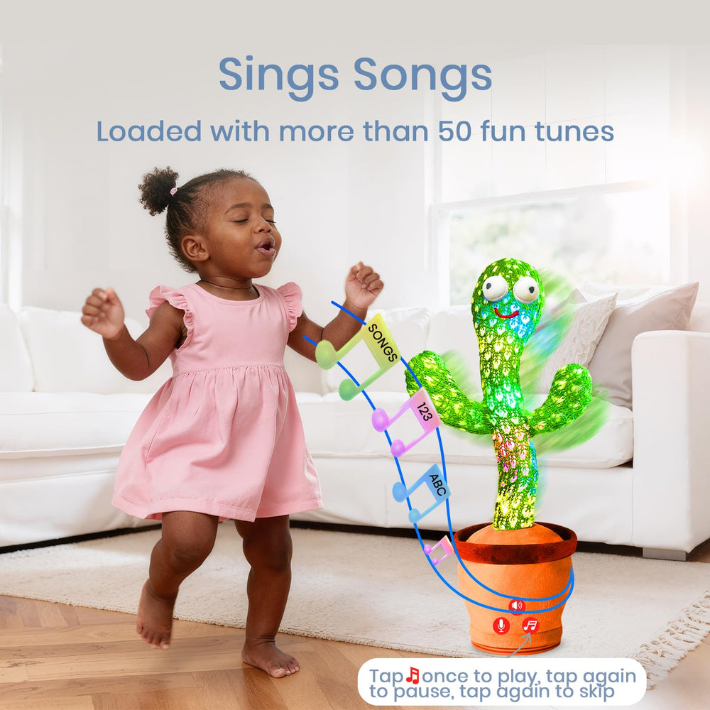 ROYPOUTA rechargeable dancing cactus toy singing-mode; features over 50 songs.