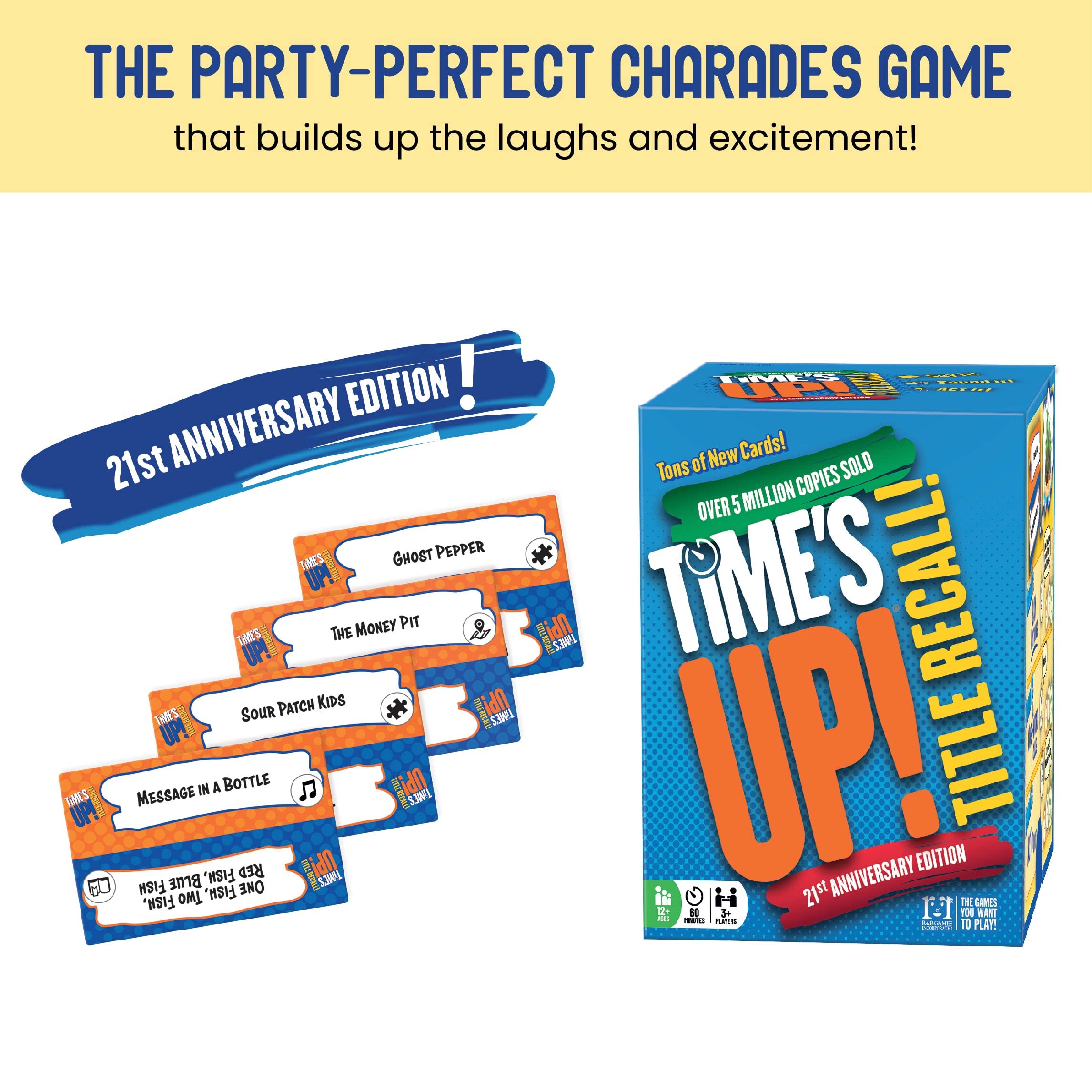 R&R Games Time's Up! Title Recall players describe clues to guess titles.