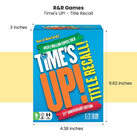 R&R Games Time's Up! Title Recall players set up for fast-paced guessing.