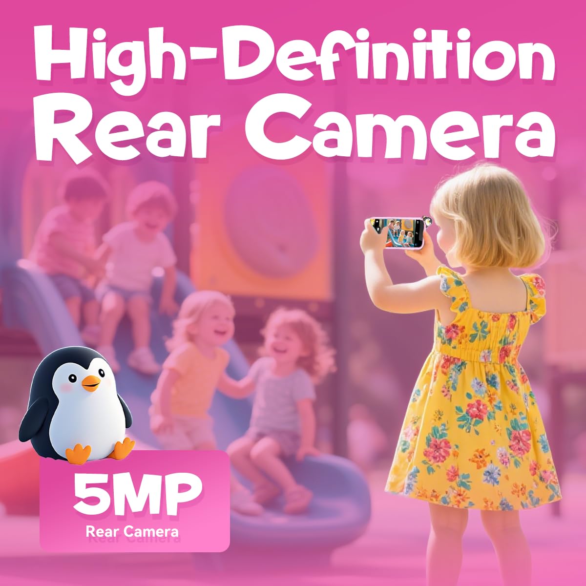 Rseaay Kids Smart Phone 5MP camera with filters enables creative photos.
