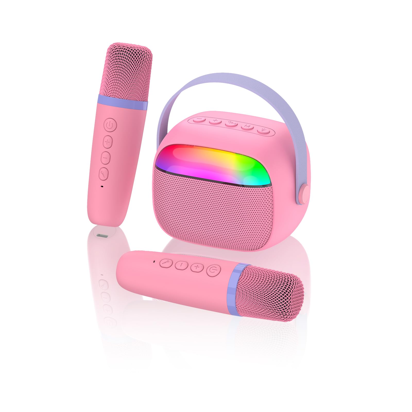 RSSIDOL mini karaoke with dual microphones for family singing fun at home.
