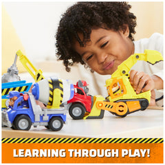 Rubble & Crew learn-through-play toy set supports fine motor skills.