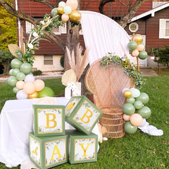 RUBFAC sage green baby boxes decorate a room as chic decor.