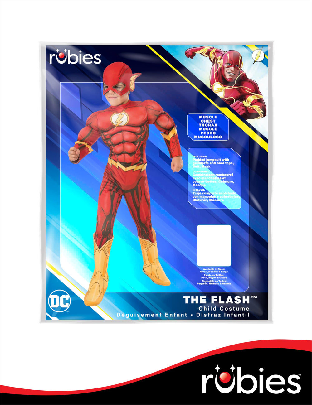 Rubies The Flash half mask elastic band stays secure during adventures.