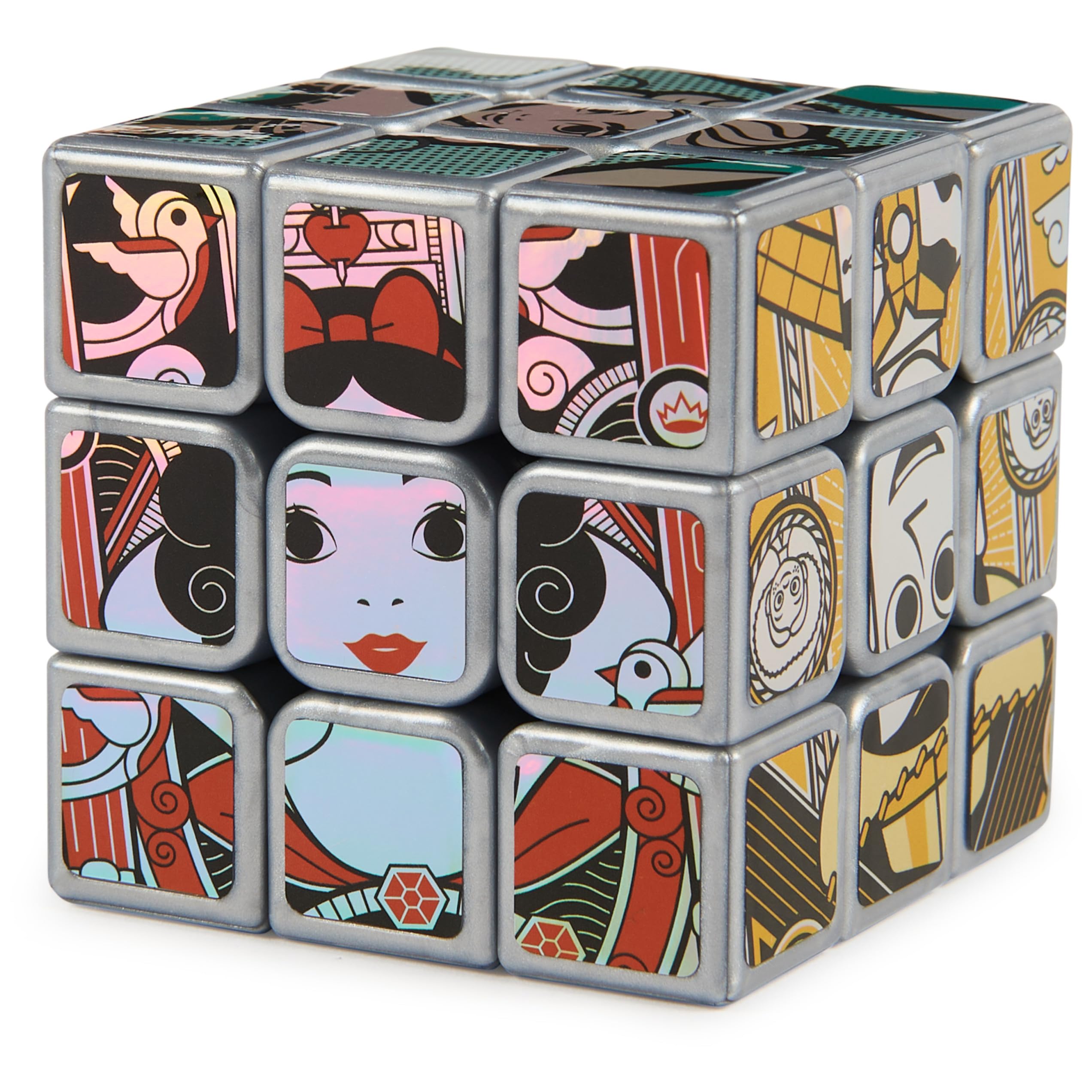 Rubik’s Disney100 Platinum Cube collection display, perfect for shelves and gift ideas.