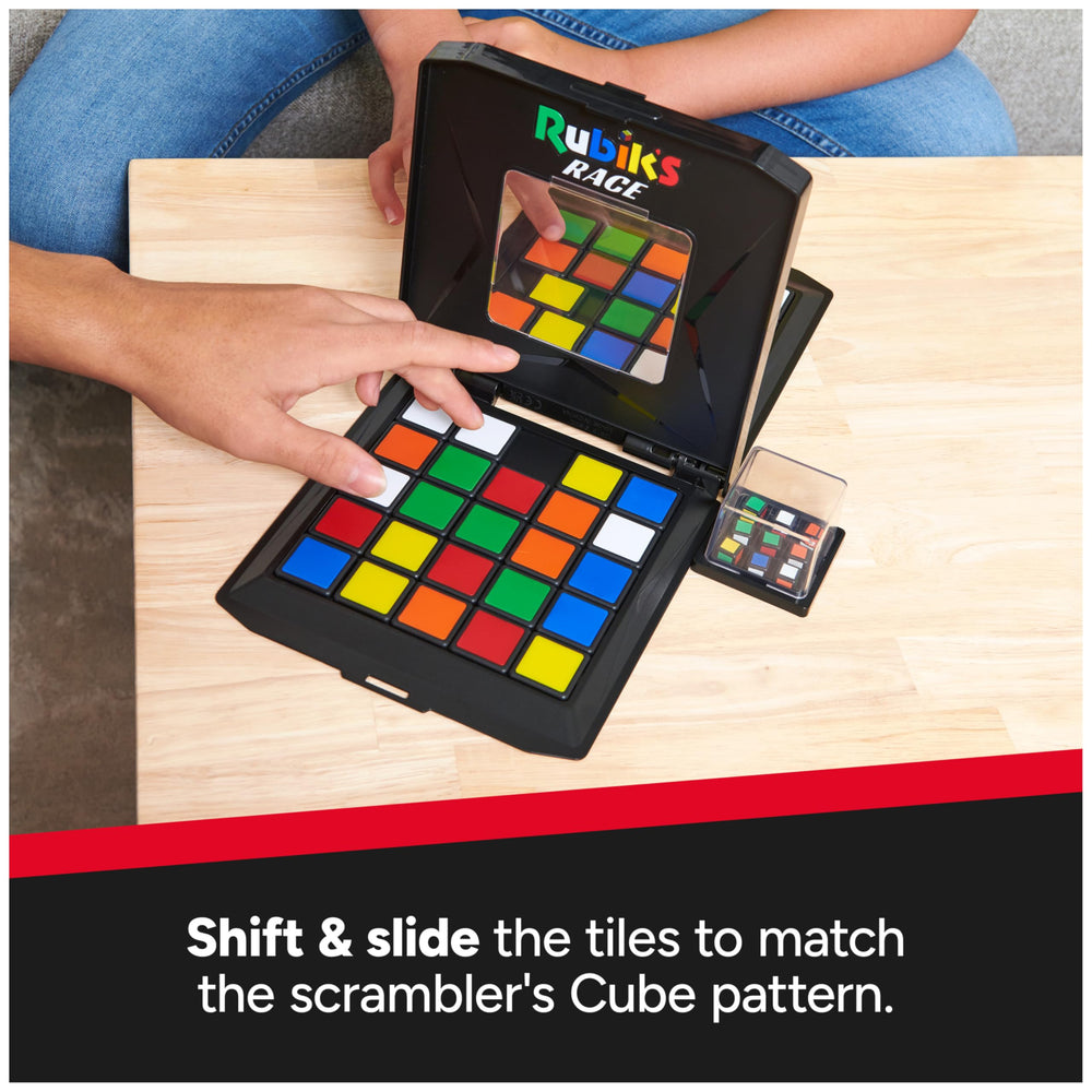 Two players race to match the 3x3 center pattern in Rubik's Race Ace Edition