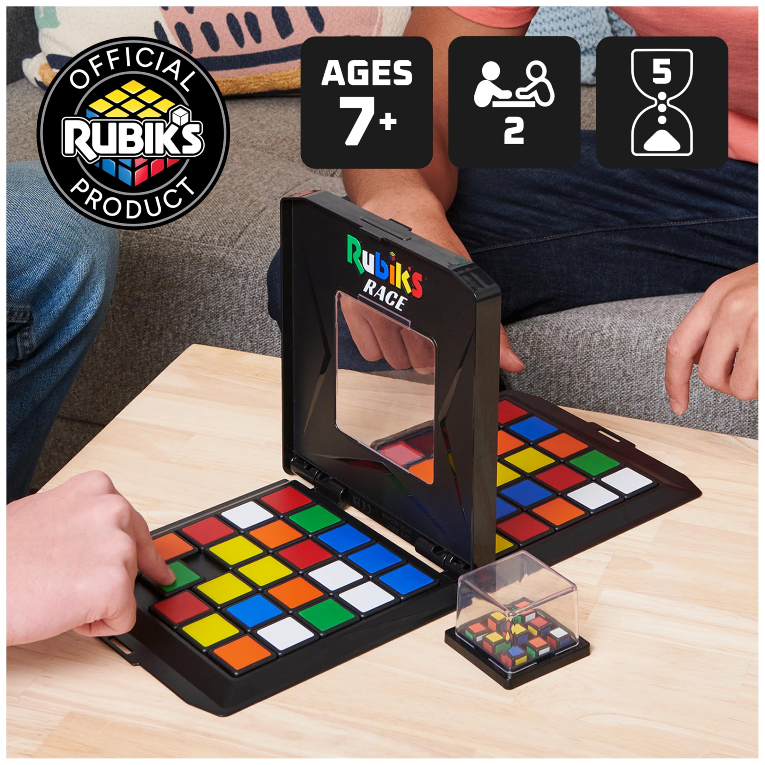 Rubik's Race Ace Edition scrambler tiles in motion for rapid challenges