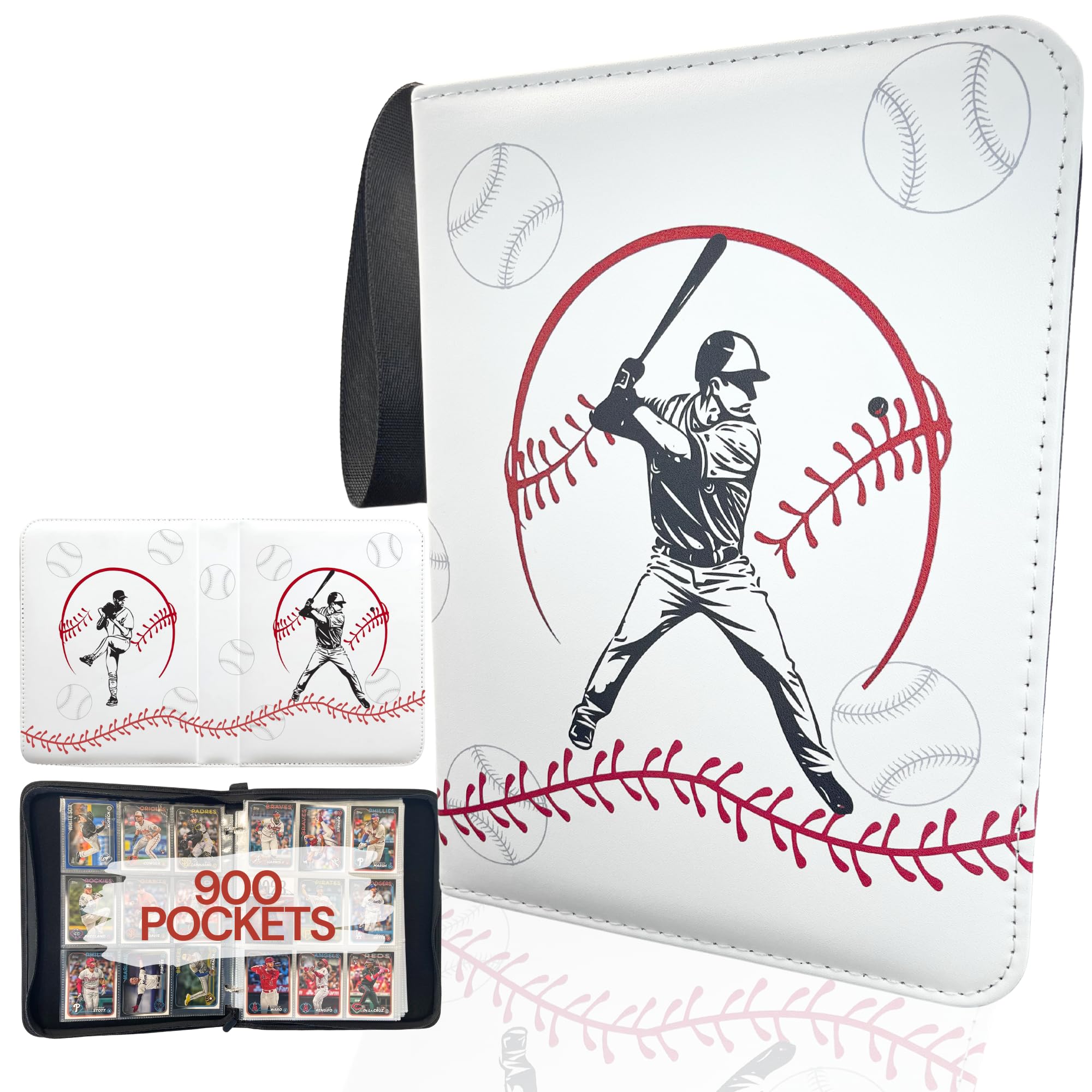 Rucher baseball card binder with cover illustrations showcasing action art and protection.