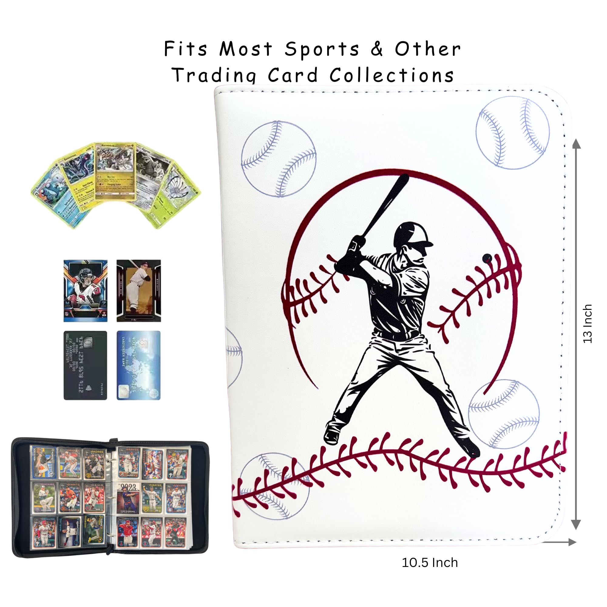 Rucher binder interior with 900 pockets keeps cards organized and accessible.
