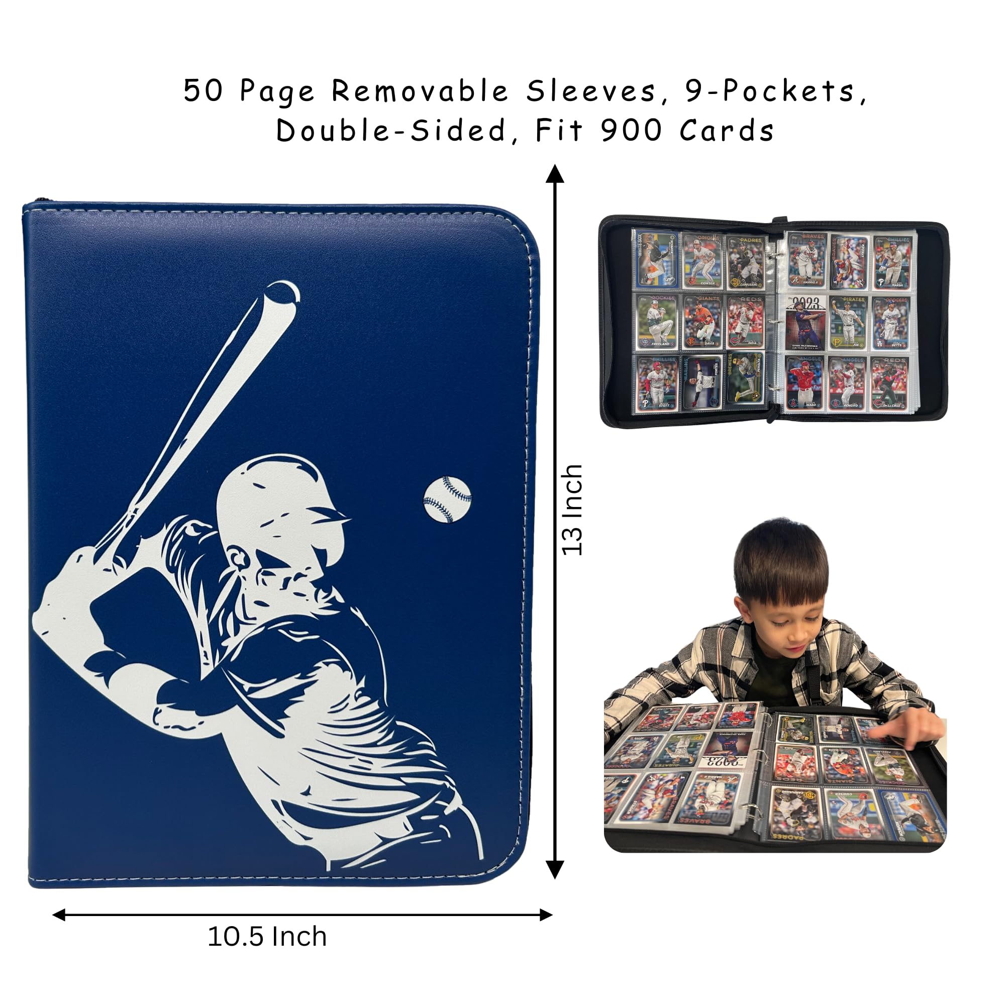 Rucher baseball card binder demonstrates versatile use for various card types.