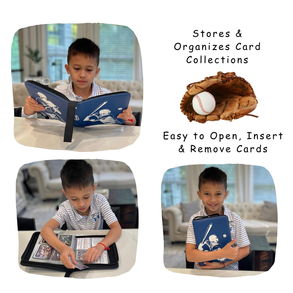 rucher baseball card binder features a secure zipper closure to keep cards safe
