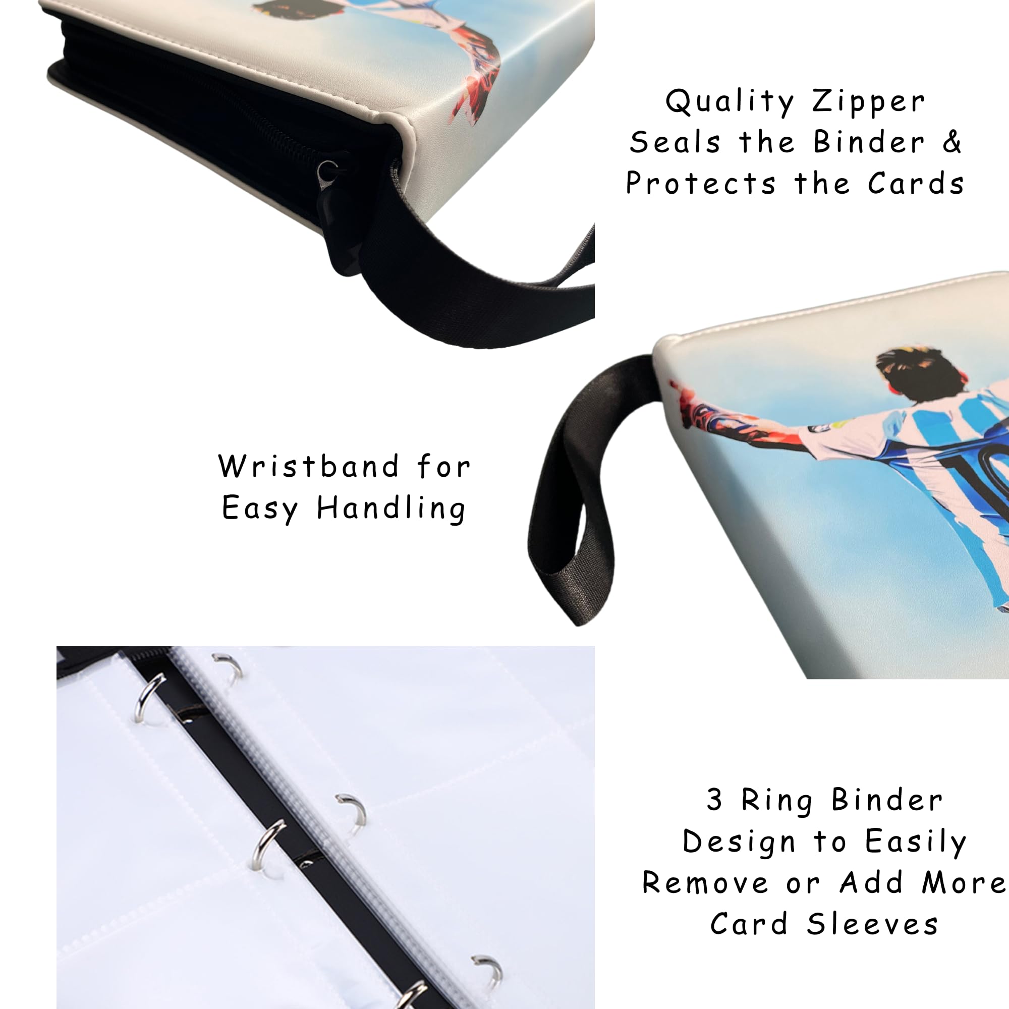 Rucher binder's transparent inner pages let you view cards without removal.