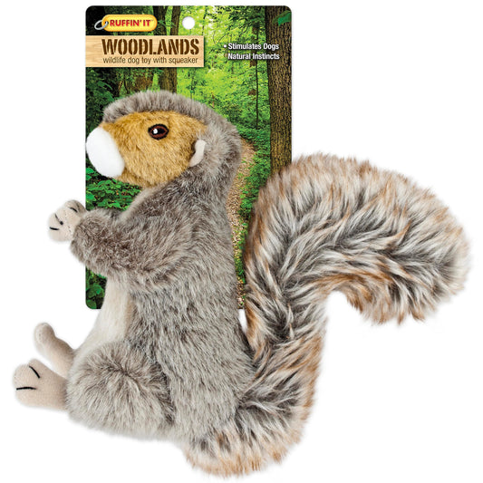 Ruffin' It Woodlands large plush squirrel toy for dogs with soft fur