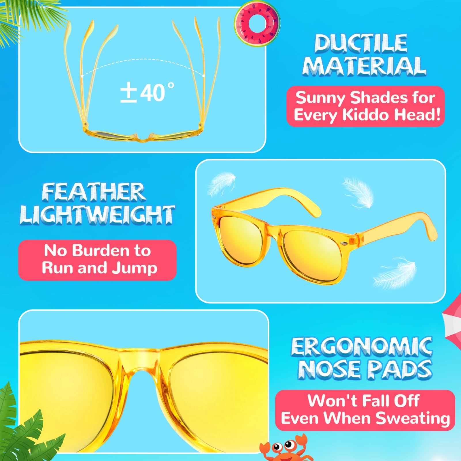 Rugort kids sunglasses lightweight polypropylene design for comfortable all-day use