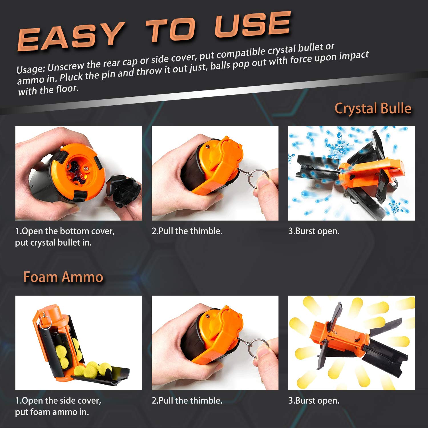 Durable ABS construction highlights long-lasting play for Nerf battle scenarios.