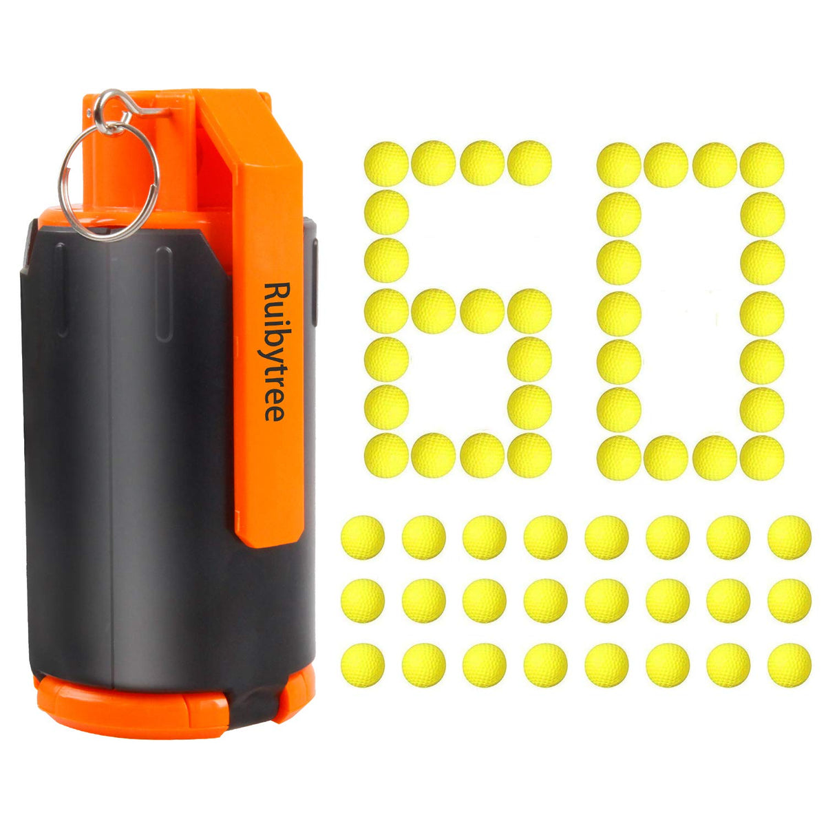 Ruibytree tactical plastic bomb orange front view for Nerf battles, easy to spot