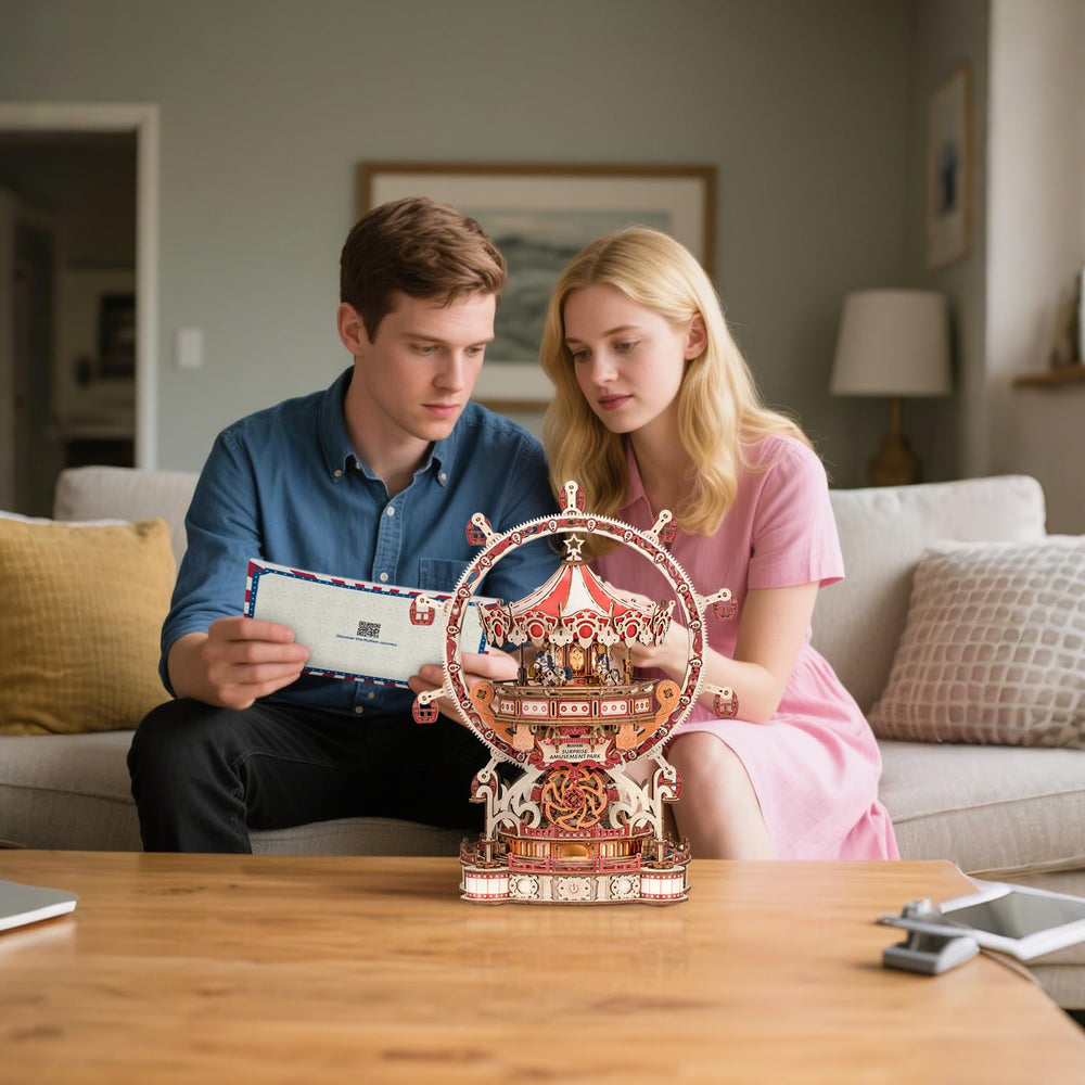 RUIFAM 3D puzzle finale music-box reveal boosts visual satisfaction.