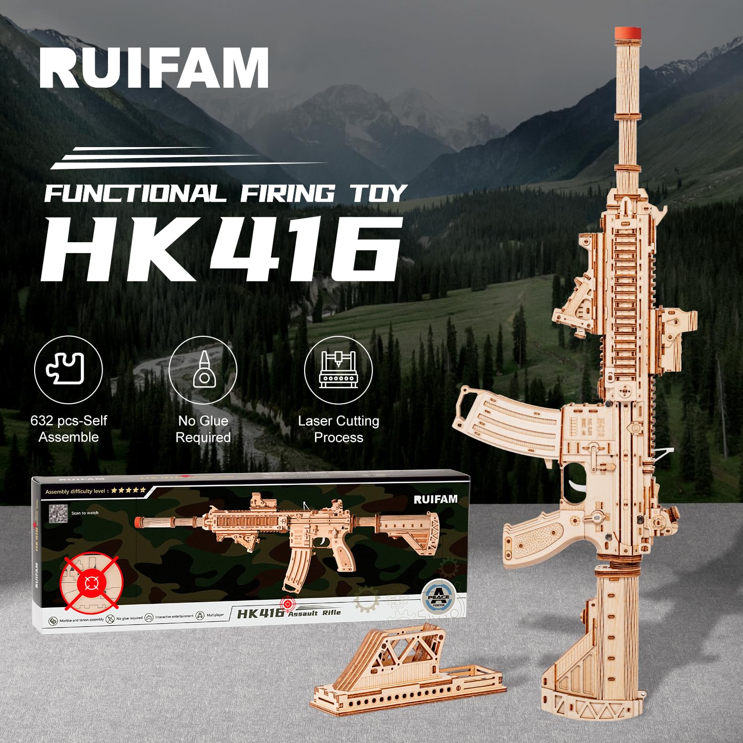 RUIFAM puzzle gun features two shooting modes for varied play