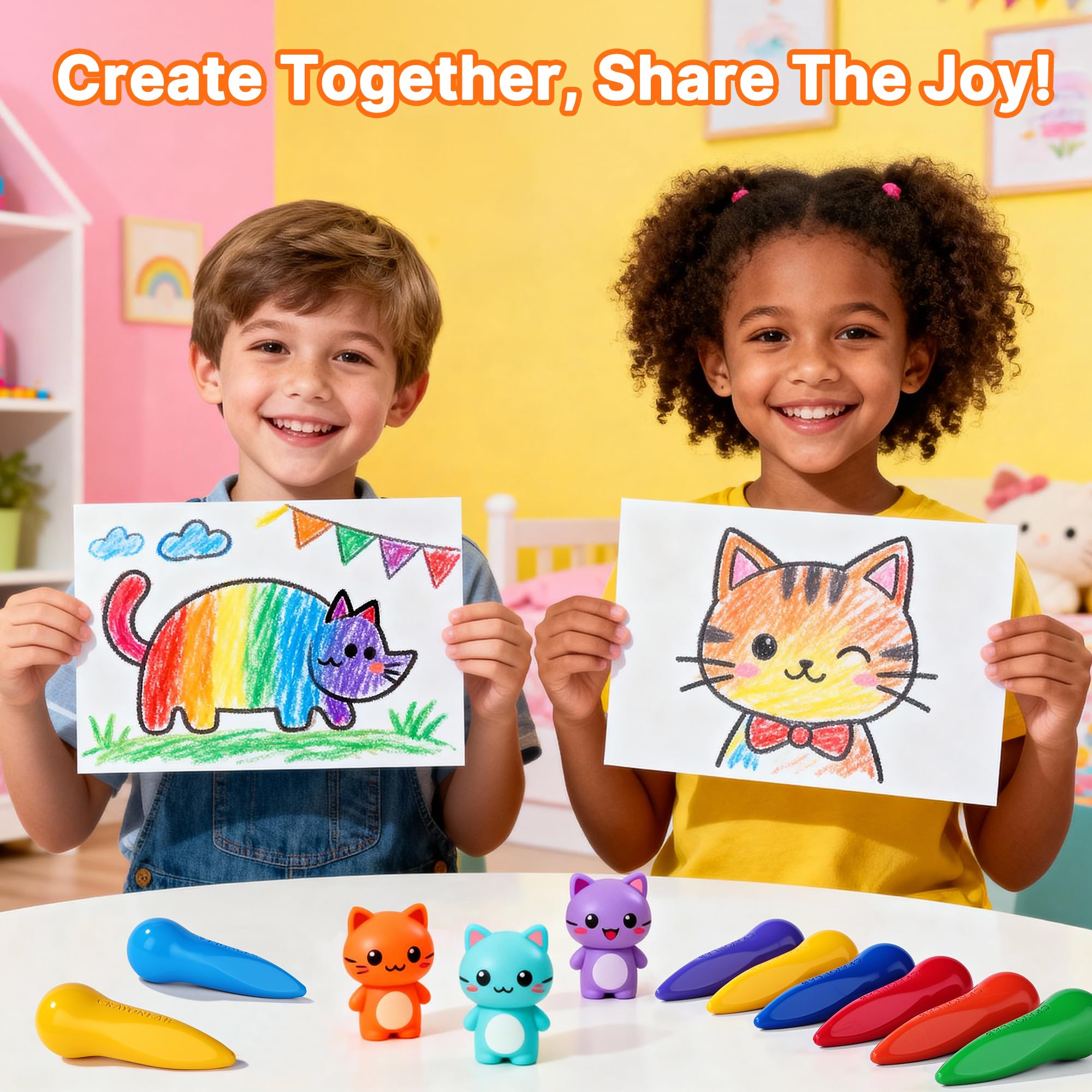 RuiHawk durable anti-roll triangle crayons resist drops during play.