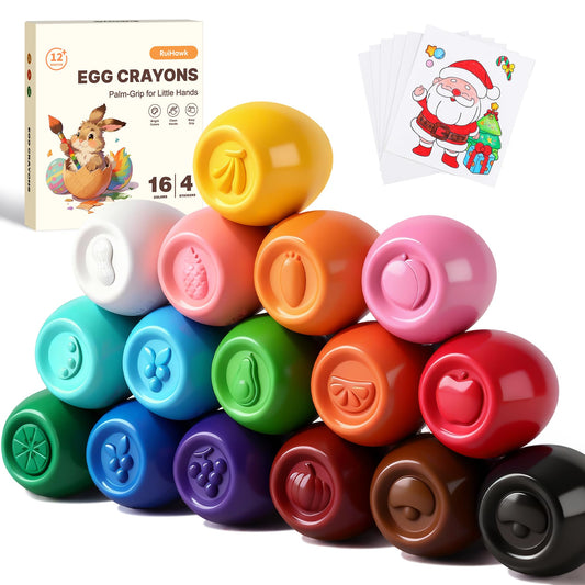 RuiHawk Egg Crayons with fruit prints support color recognition for toddlers.