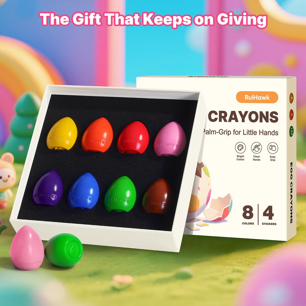 RuiHawk Egg Crayons kid-safe packaging for easy gifting.