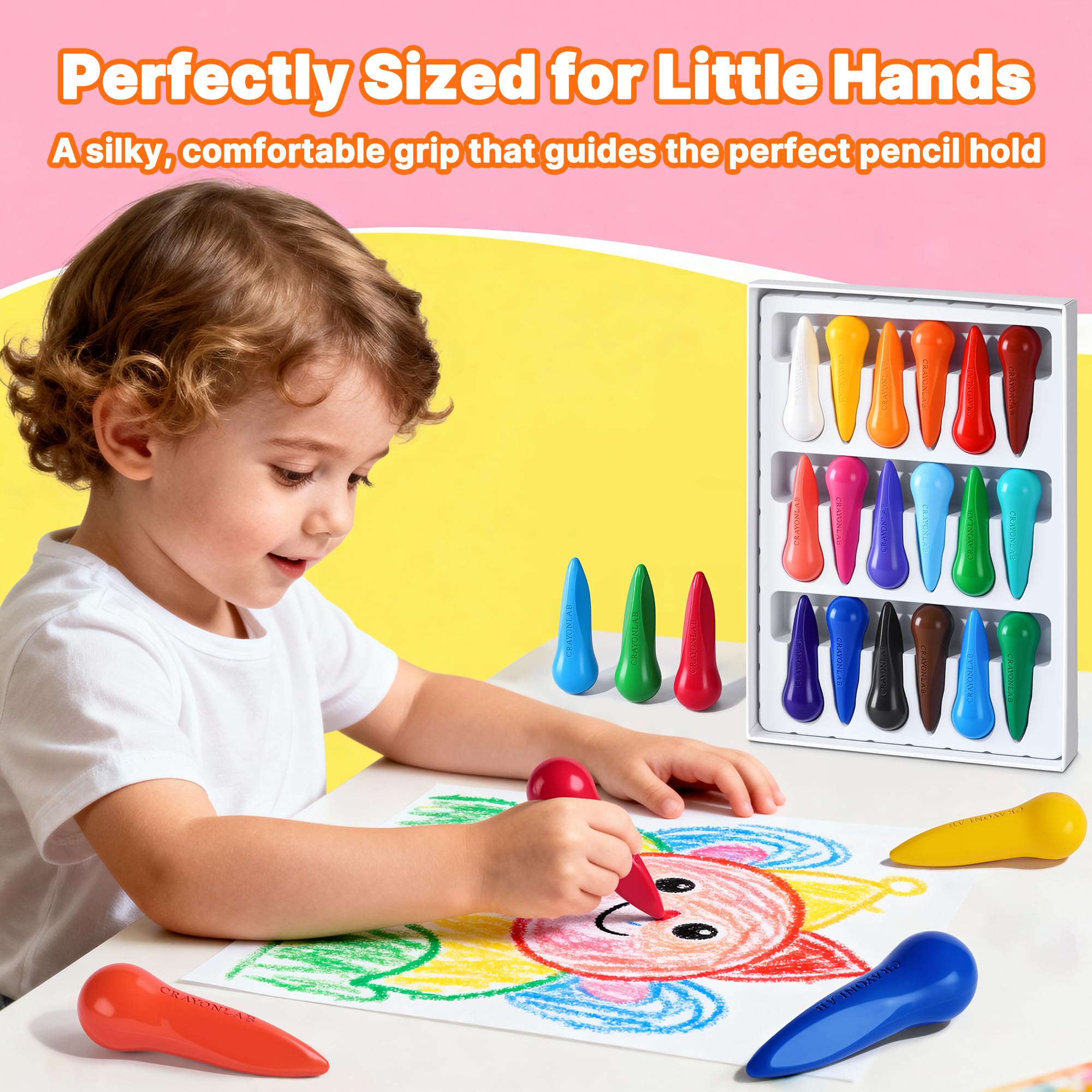 RuiHawk washable non-toxic crayons for toddlers, easy cleanup after creative sessions.