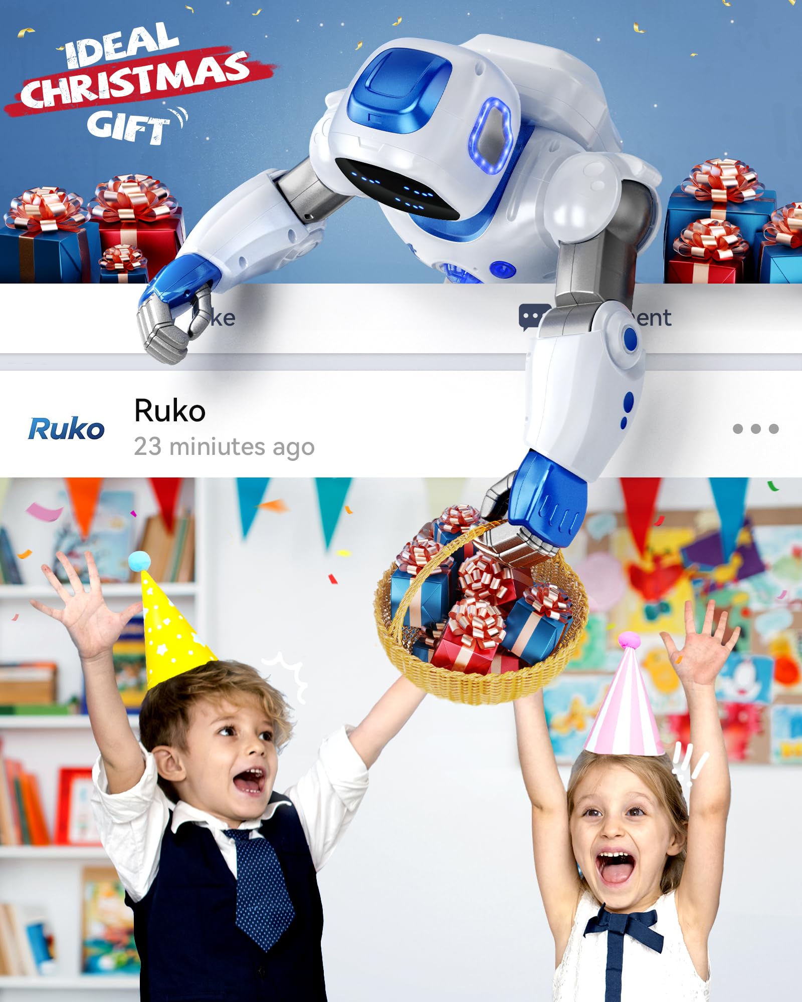 Ruko 1088 voice-control interaction for hands-free fun and quick commands.