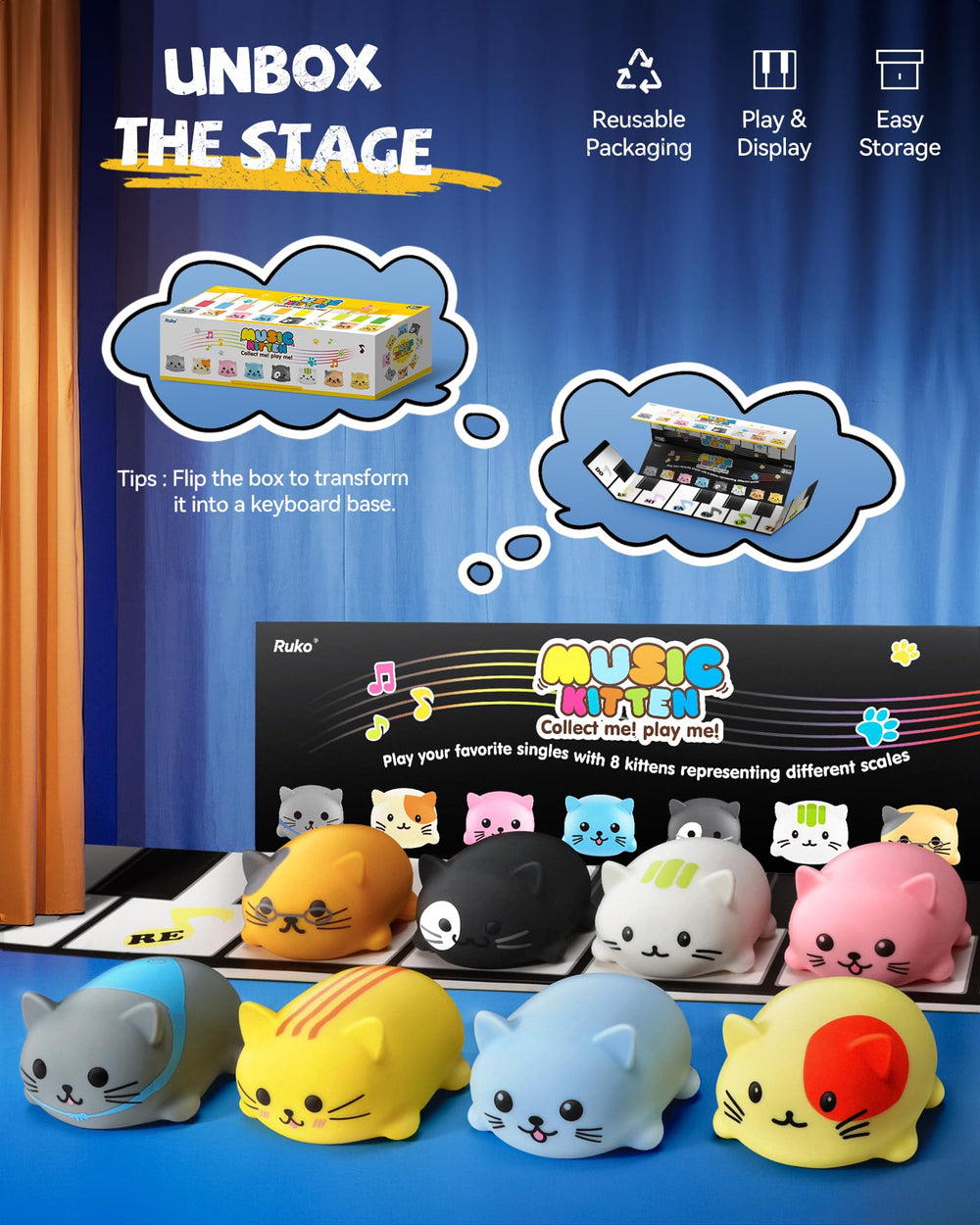 Ruko 1701 kitten piano keyboard studio aids rhythm and pitch recognition