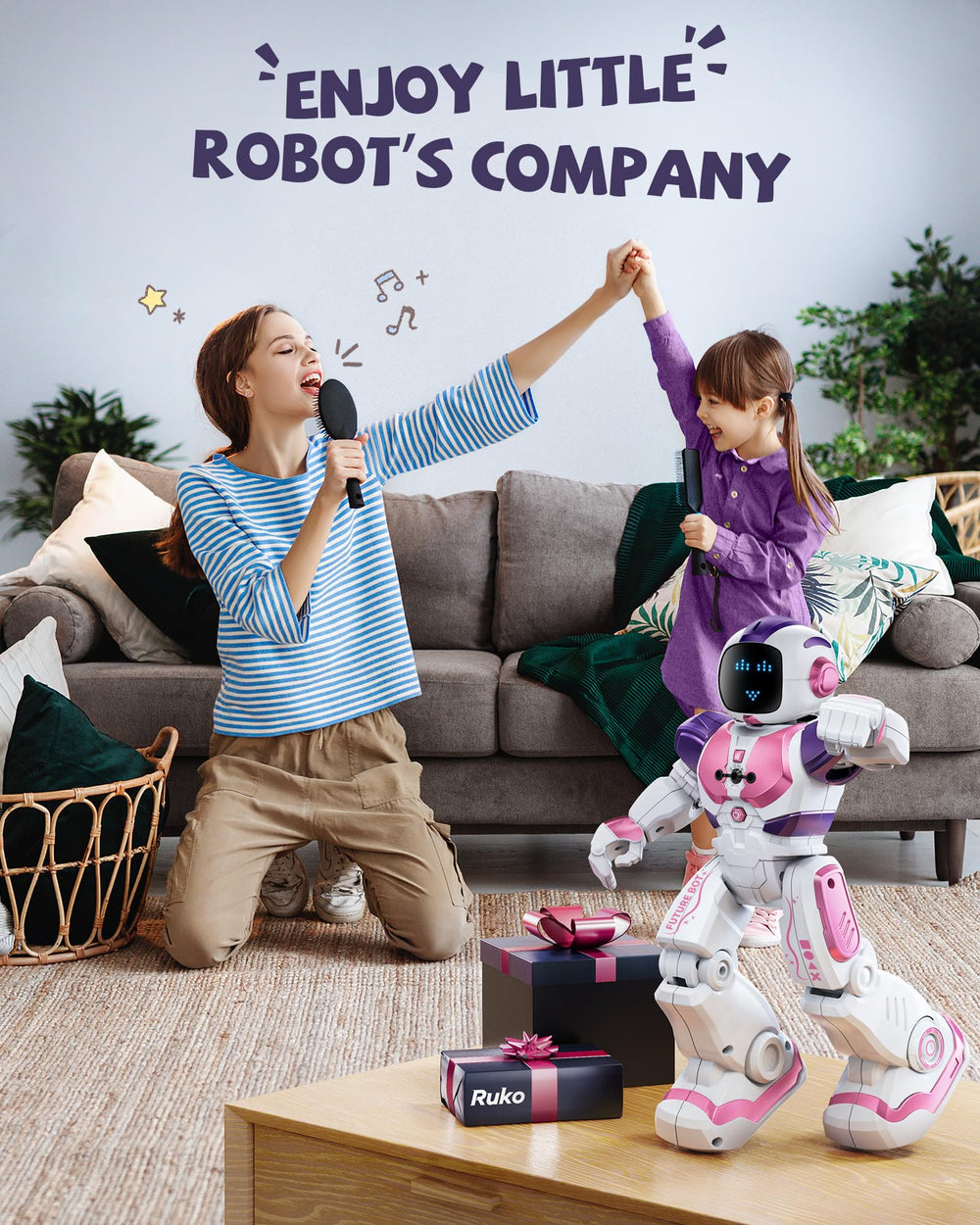 Ruko 6088 dancing robot rechargeable battery supports long play sessions.
