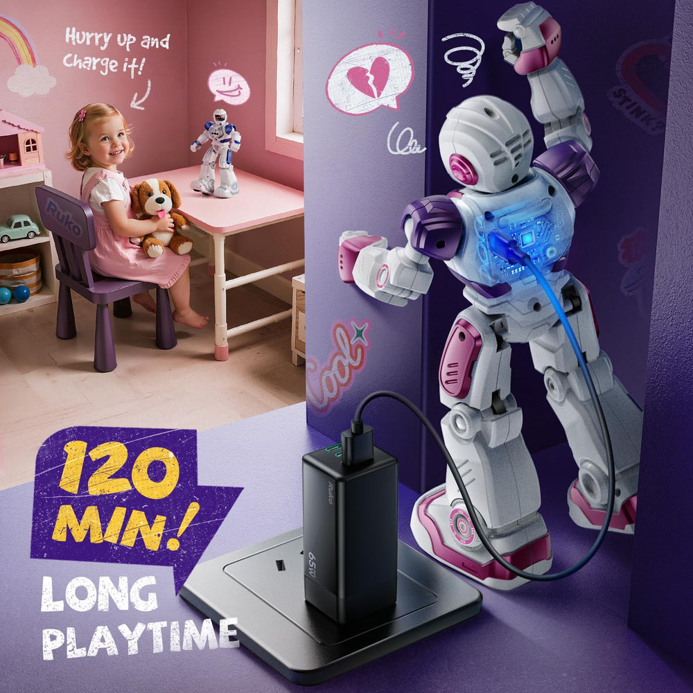 Ruko 6088 RC robot pink design appealing to children