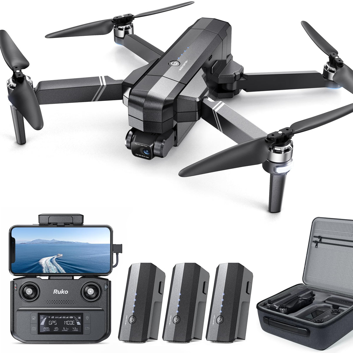 Ruko F11GIM2 drone with gimbal and 4K camera for crisp aerial footage.