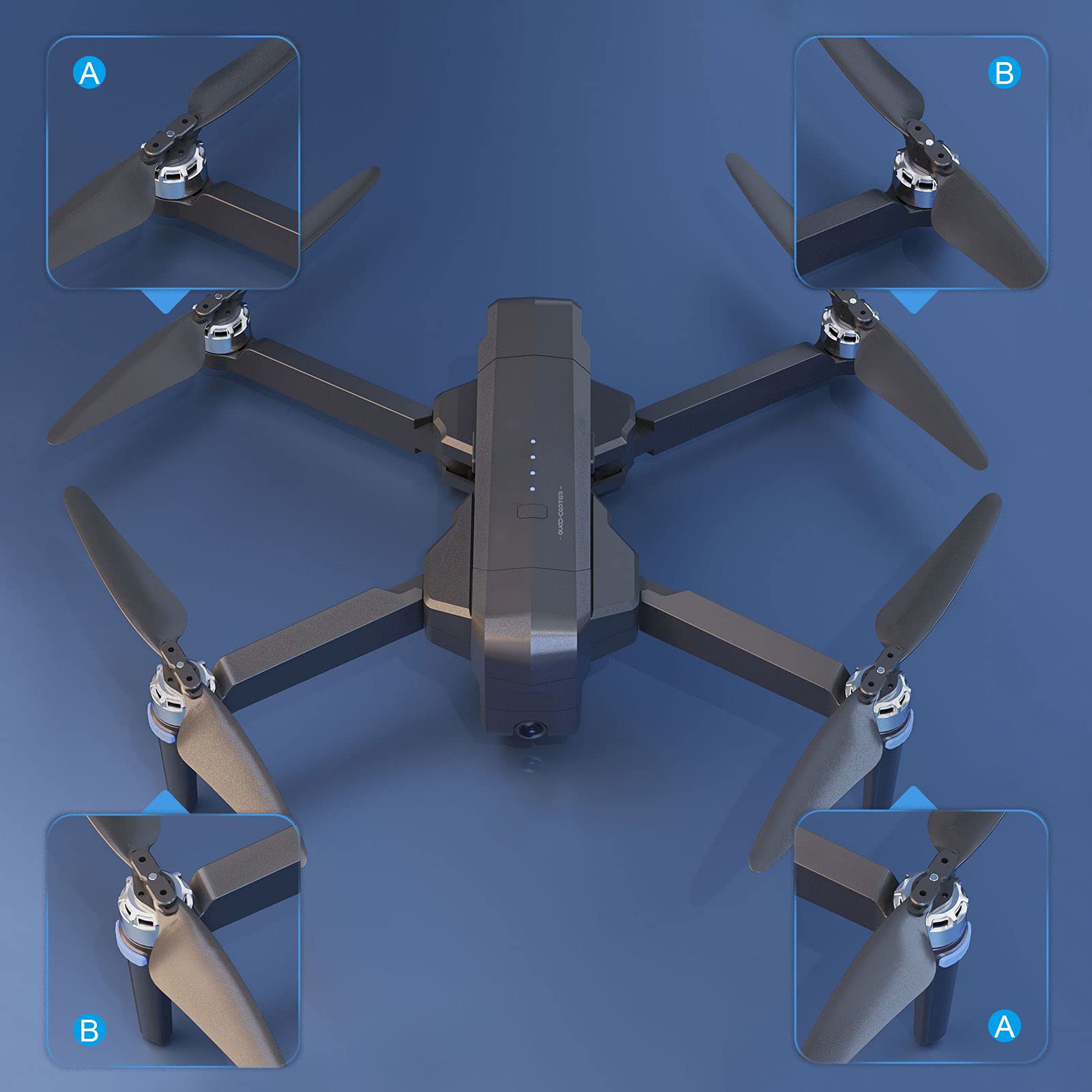 Ruko F11GIM2 foldable propeller blades support quick swaps and steady flight.