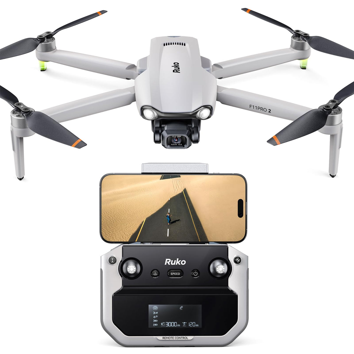 Ruko F11PRO 2 drone front view for crisp aerial photography and easy setup.