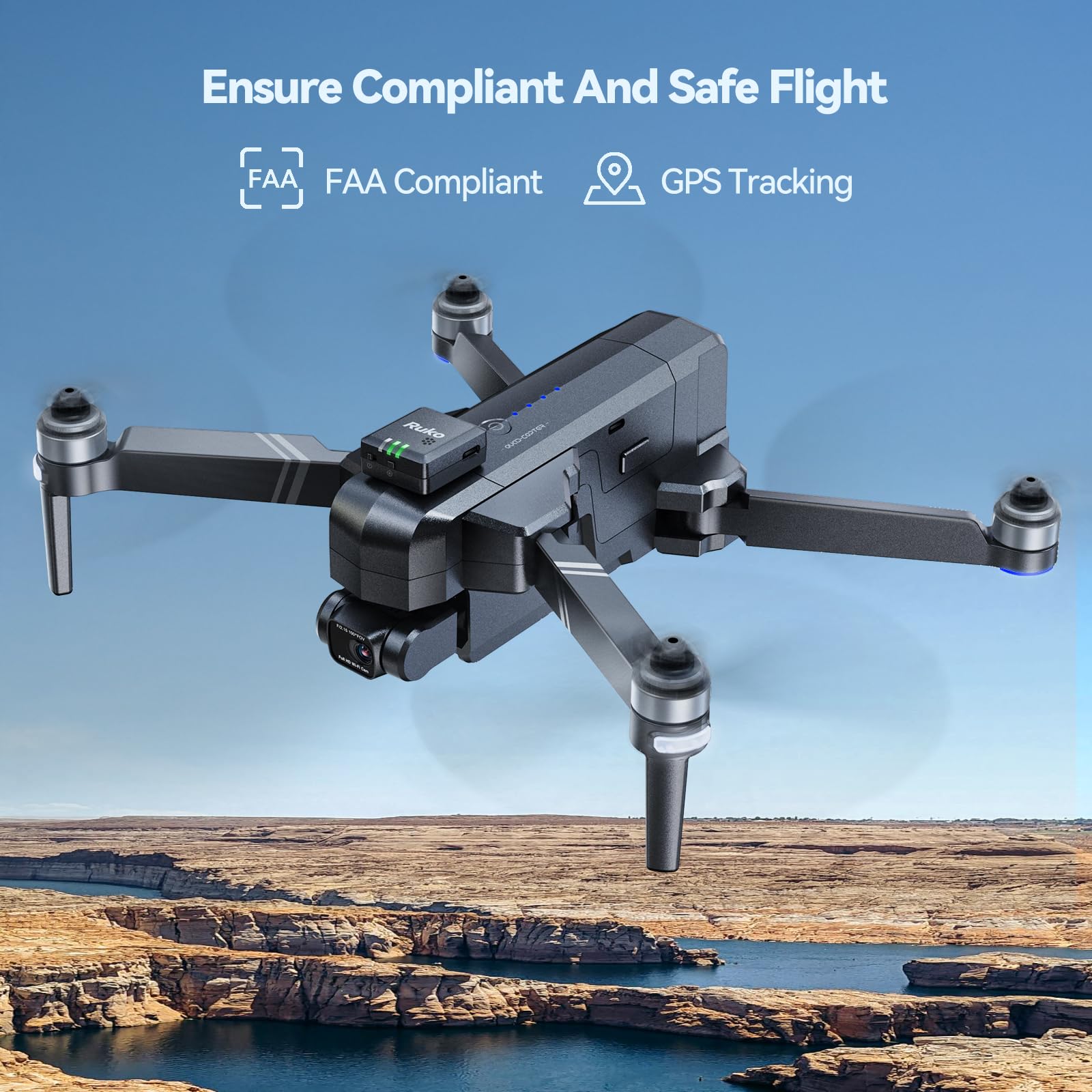 Ruko R111S remote ID module with FAA-compliant design for drones.