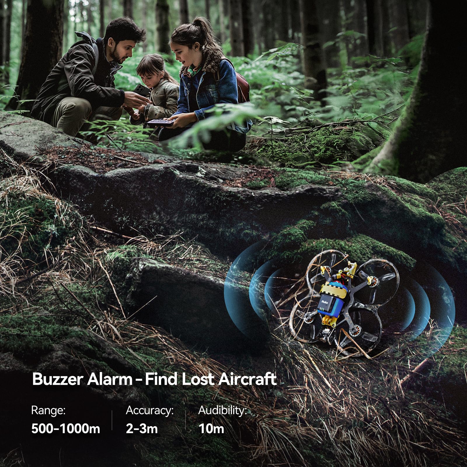 Ruko R111S GPS tracker mounted on a drone for real-time tracking.