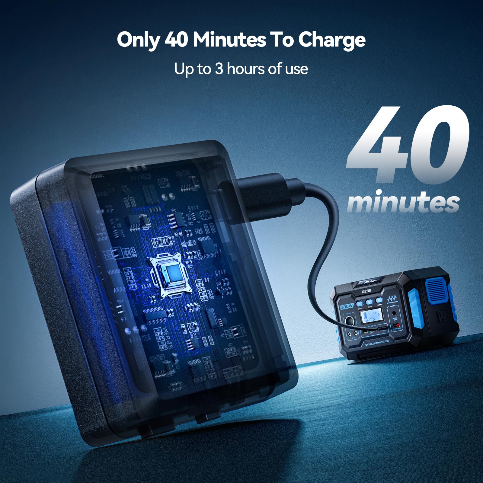 Ruko R111S Type-C charging connection for quick recharge.