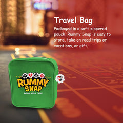 Rummy Snap travel bag keeps all components organized on trips.