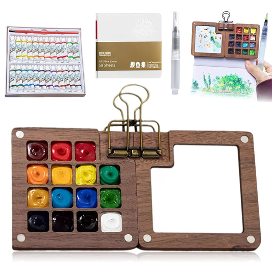RunBuxd mini travel watercolor palette (8-color) compact on-the-go art companion